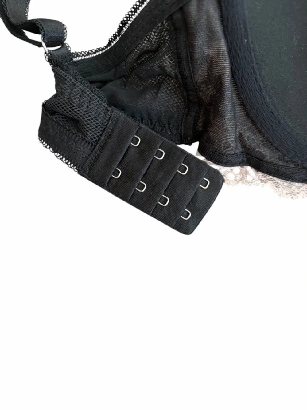 Victoria's Secret Black Bra with Ivory Lace Overlay 32DD - Picture 5 of 6